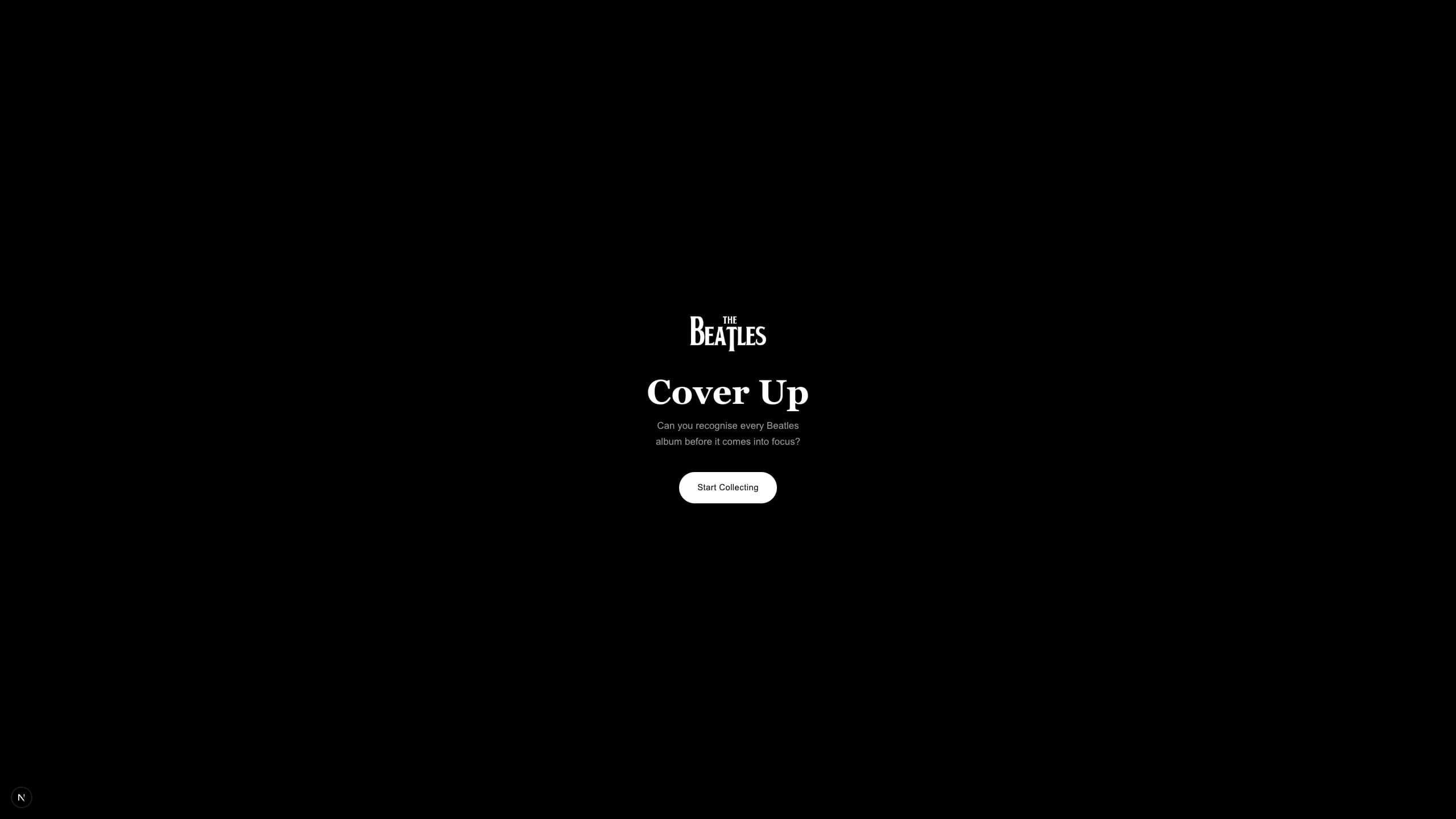 Opening screen of the Beatles Cover Up game.